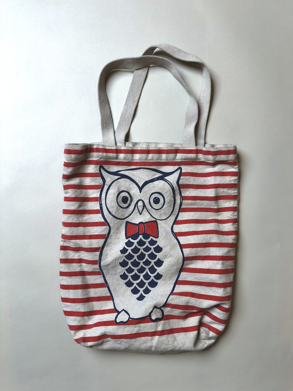 Owl Canvas Tote Bag Striped Cute Graphic Eco Friendly Reusable Shopping Bag Purs